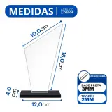 Troféus Acrílico Cristal 2mm (10x18cm) Com Base Preta Impressão em UV 4