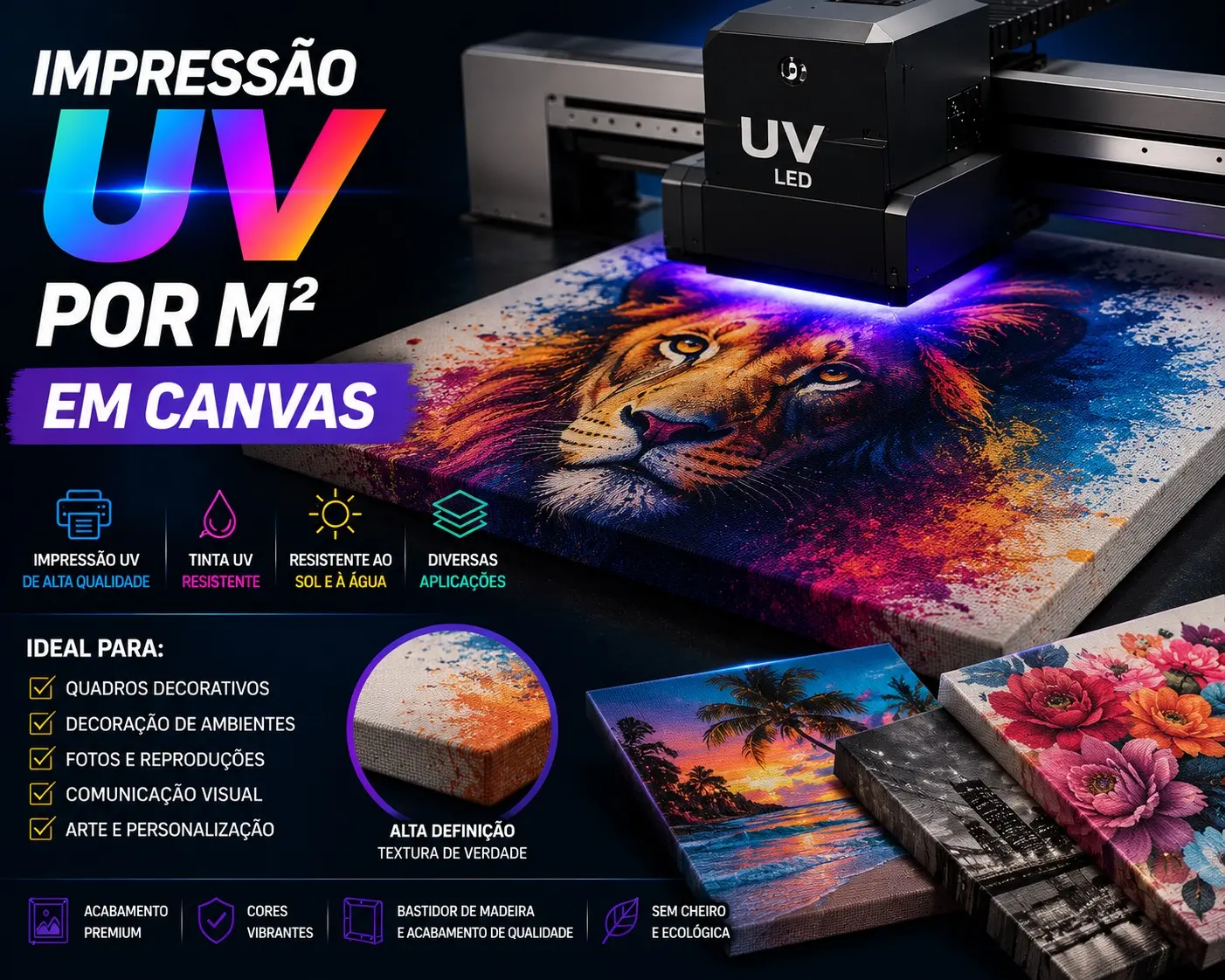 Impressão UV em Tecido Canvas