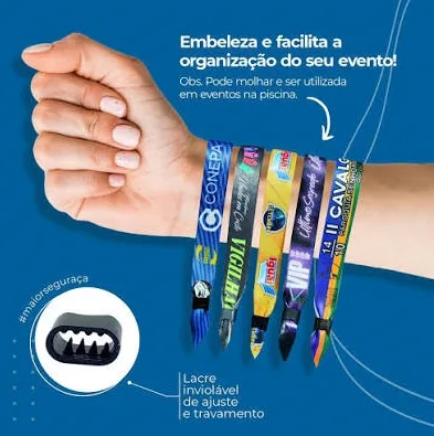 Pulseiras para Festas e Eventos em Tecido com Impressão Digital 15 ou 20mm