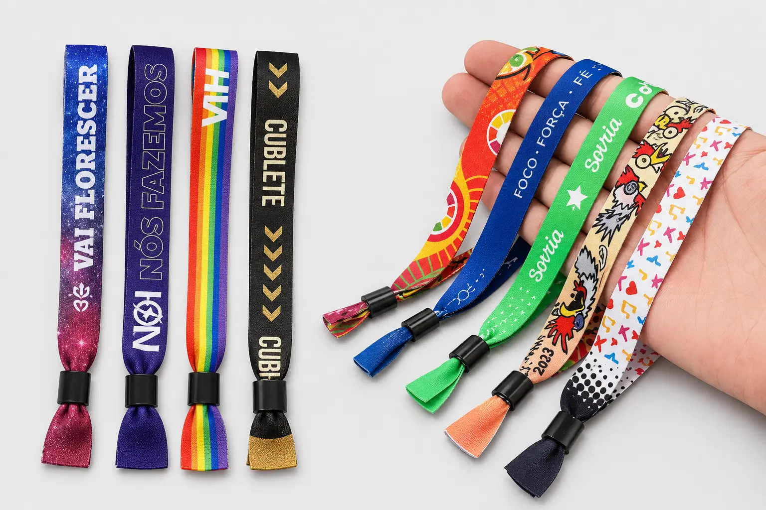 Pulseiras para Festas e Eventos em Tecido com Impressão Digital 15 ou 20mm